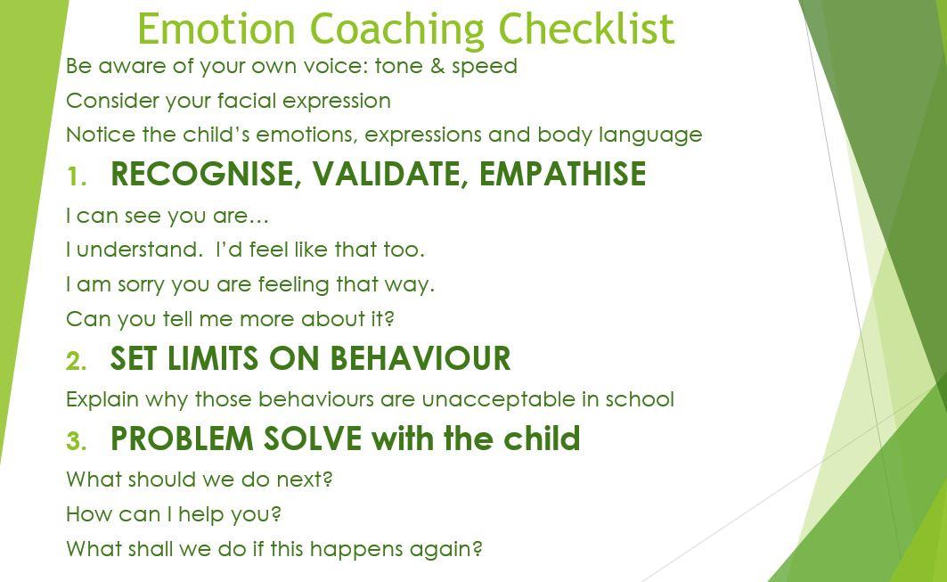 A checklist of Emotion Coaching responses